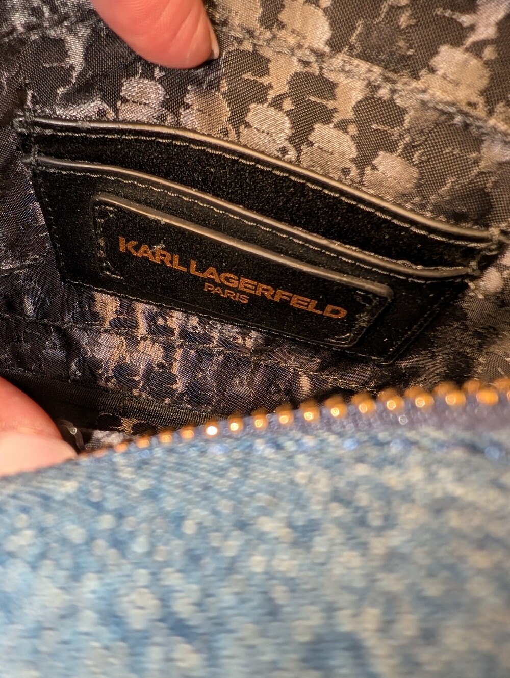 Karl Lagerfeld Denim Combo Crossbody Bag with Logo Strap NWT - Picture 12 of 15